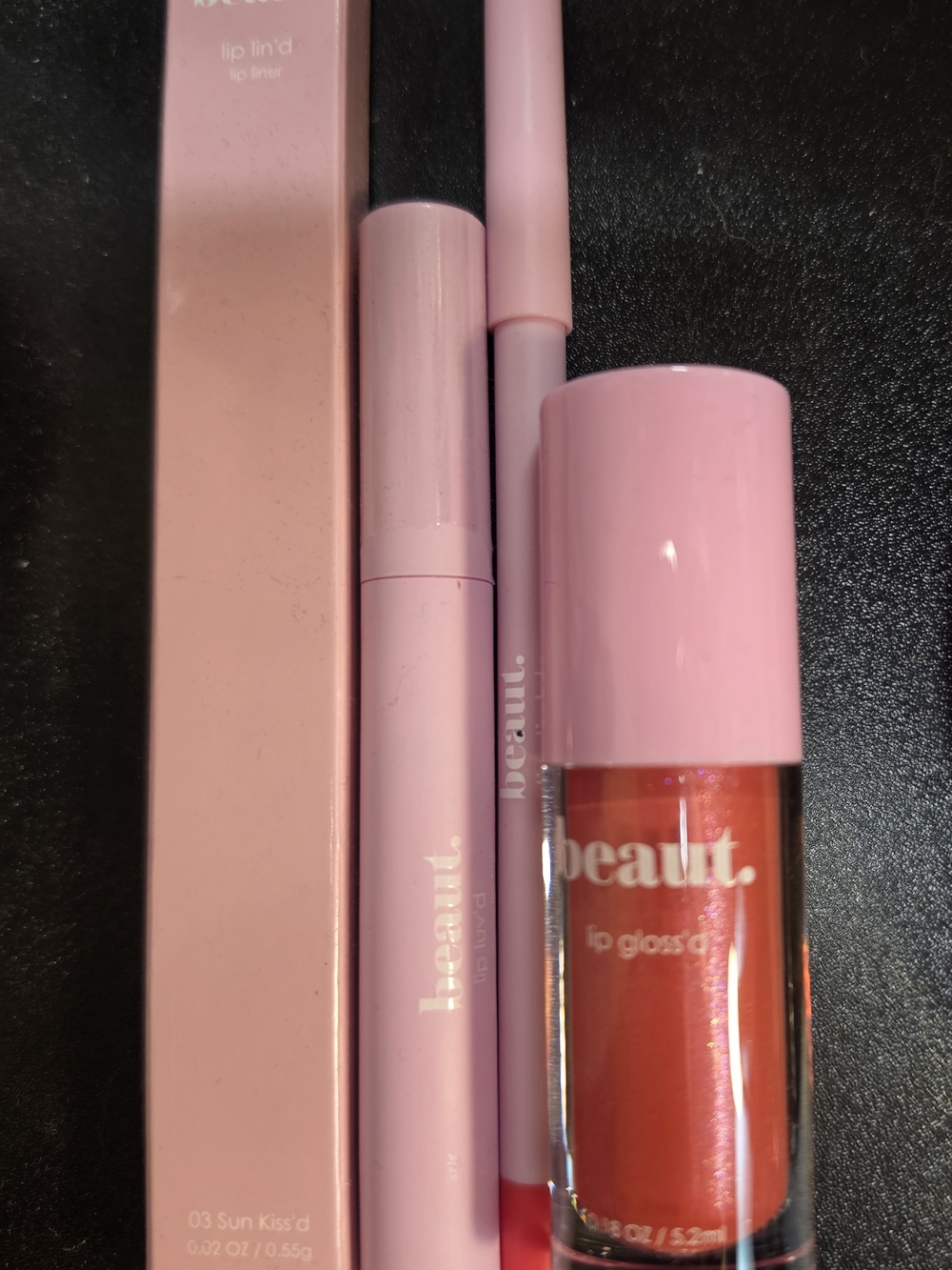 Beaut Lip Gloss, Lip Liner & Lip Luv'd Stick Set. Sun kissed